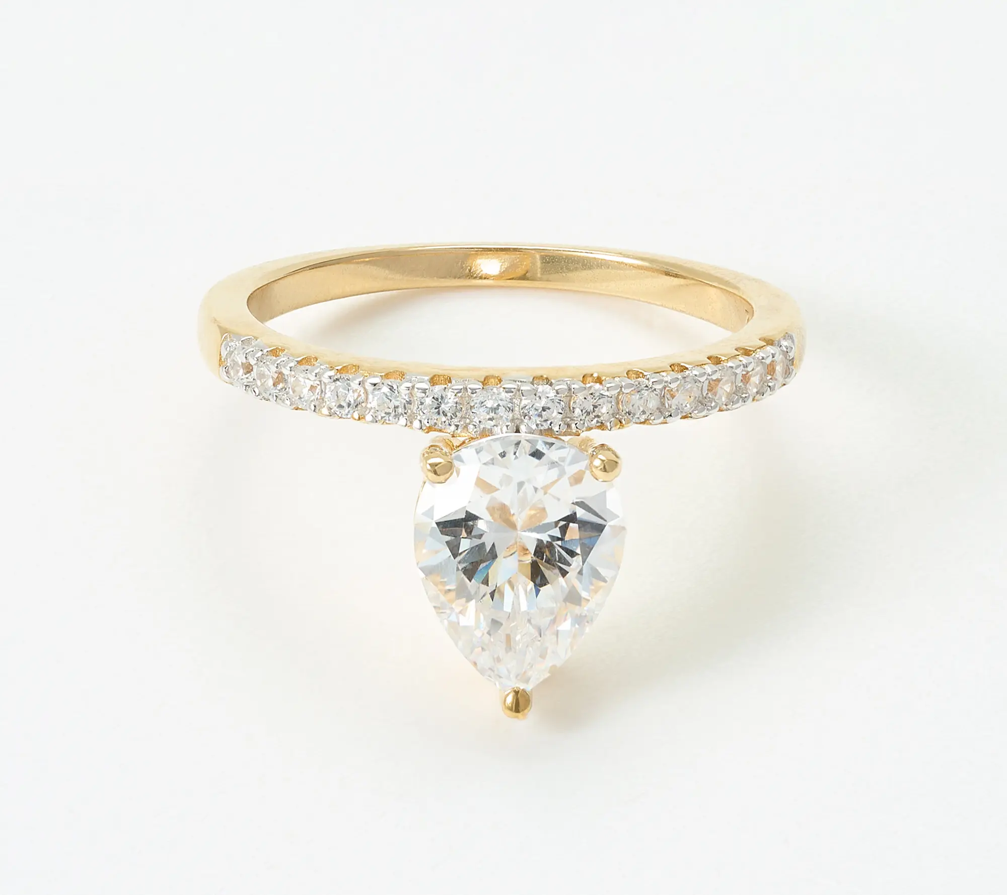 Diamonique x Jennifer Miller Pear Solitaire Ring, Sterling Silver