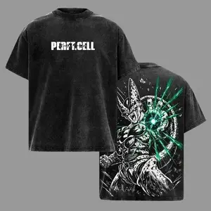 Perfect Cell DBZ T-Shirt - Perfect Cell Graphic Oversized Vintage Tee, DBZ Perfect Form Anime Merch, Washed Black Cotton Unisex, 90s Graphic American Casual Short Sleeve Tee | Premium Soft Cotton Classic Unisex T-Shirt for Daily, Gym & Streetwear