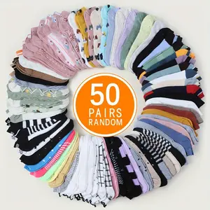 Women's Multi-Specification Ankle Socks Pack (30/50 Pairs) - Soft, Comfortable Socks for Women, Suitable for Gifting, Outdoor Travel, All Seasons, Bridal Womenswear