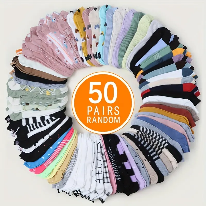 Women's Casual Stylish Cozy Ankle Socks Combo Bundle Pack (30/50 Pairs) - Soft, Comfortable, Suitable for Gifting, Outdoor Travel, All Seasons, Bridal Womenswear, Casual Stylish Socks, Cozy Socks