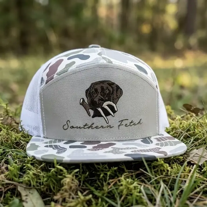 Atler Camo Trucker Hat | Hunting Style Snapback Cap | Embroidered Deer Antler Flat Bill Hst
