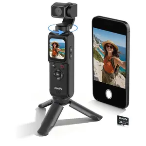 Ourlife Pocket Vlogging Camera 4K/30fps Body Camera with Face/Object Tracking,330° Rotation Lens Handheld Camcorder,Pocket Cam with Audio/Video Recording,Fast Focusing,Digital Camera for Photography