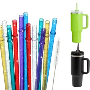 Reusable Straw Set, 12pcs Durable Straws with 1 Brush, Drinking Straws for 20-40oz Tumblers, Dishwasher Safe Straw