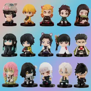 Model Doll Gifts Demon Slayer Figure Toy Anime Kimetsu no Yaiba Q Version Sitting Tanjiro Nidouzi Inosuke Zenizu PVD Figurine