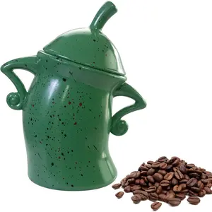 Canister with Attitude, 27OZ Plastic Coffee Canister with Lid, Cookie Jar, Cute Airtight Food Storage Container, Pantry Jar for Loose Tea Sugar Spice, Snack, Coffee Bar Decor (Green)