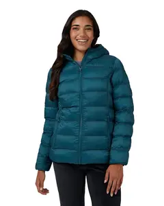 32 Degrees Women's Lightweight Recycled Poly-Fill Packable Hooded Jacket | Zippered Pockets | Water Repellent, Dried Basil, Medium