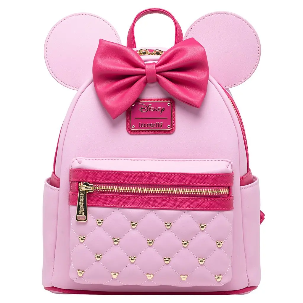 Loungefly Disney Minnie Mouse Classic Series Strawberry Macaron Mini Backpack - Cute Quilted Faux Leather Collectible Stylish Daypacks for Daily Use