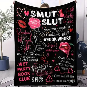 Spicy Romance Book Lover Wet Panty Book Club Print Flannel Blanket Cooling Blanket Homegoods Soft Cozy For Bedroom Living Room Sofa For Book Whores Romance Readers Perfect Gift