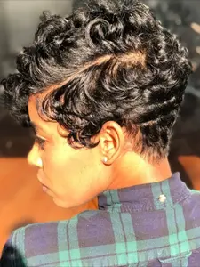 Pixie Cut Curly Wave Human Hair Wig for Women Color Wig 13x4 Transparent Lace Frontal Human Hair Wig 150% Density Kinky Curly Wigs