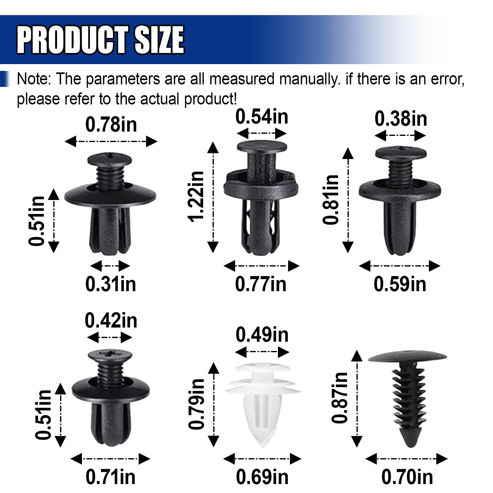 100PCS Car Bumper Retainer Clips, Automotive Body Trim Fixed Clip, Auto Door Panel Push Pin, Universal Vehicle Plastic Rivets Kit with Storage Box