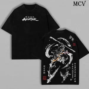 Aang Shirt, Avatar the Last Airbender Shirt, Animated Shirt, Vintage T-Shirt Menswear Top Underwear Tshirt The Last Air Nomad - The Avatar Anime Double Printed  Washed Tee Unisex Oversize Anime Manga