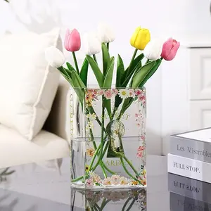 Book Vase for Flowers, Glass Book Shaped Vase, Clear Flower, Book Glass Vases for Bedroom, Living Room, Office, Bookshelf, Coffee Table