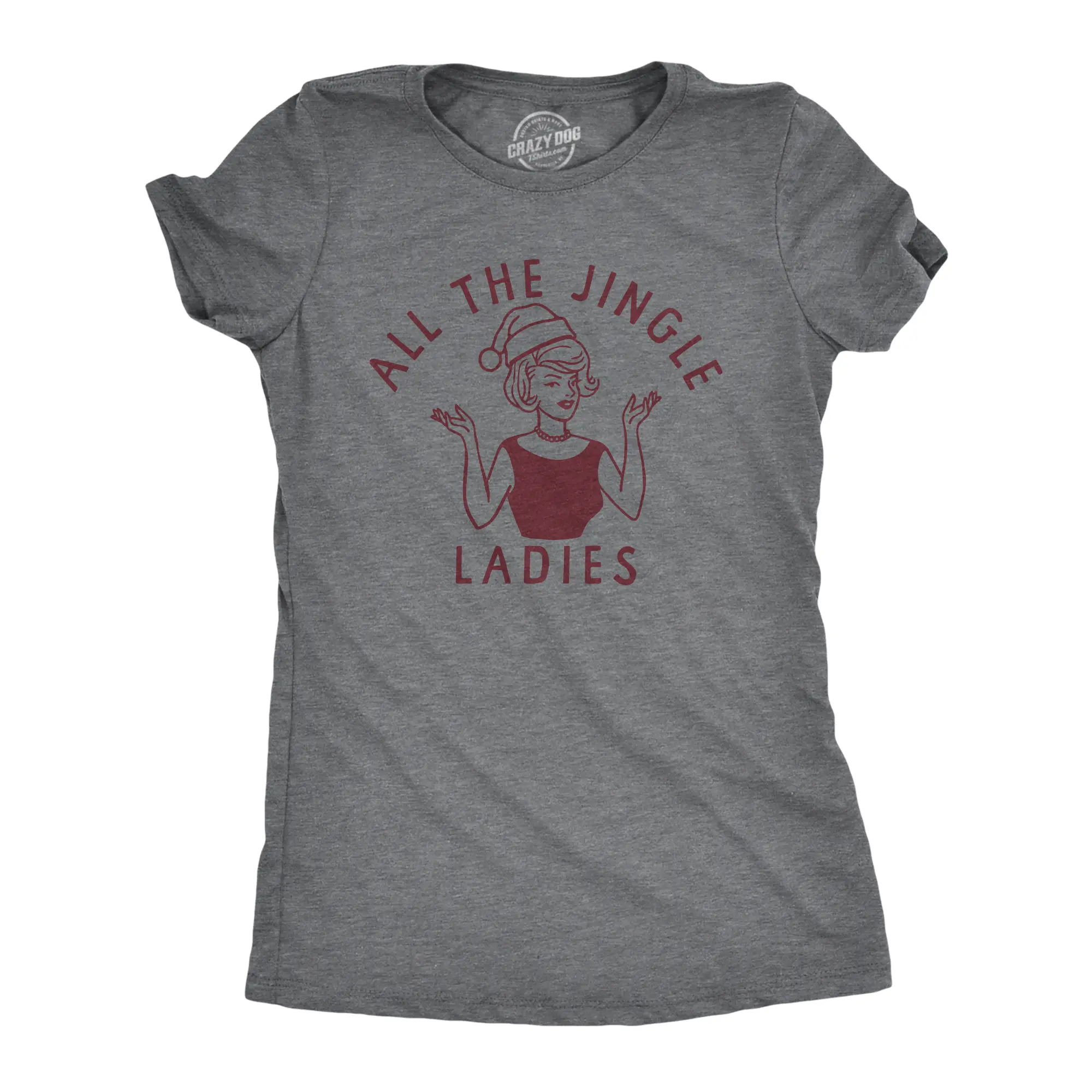 Womens All The Jingle Ladies T Shirt Funny Xmas Party Single Dating Tee for Girls Funny Womens T Shirts Cute Vintage Fashion Casual Ladies T-Shirt Gift Christmas Tops for Women Women's Novelty Tees Dark Grey