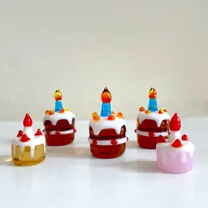 Glass birthday cake micro glass birthday cake birthday gift cake topper, Christmas gift,dollhouse cake