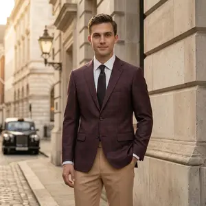 Men's Spring Plaid Blazer. Lightweight, wrinkle-resistant, and lined with a classic check. Ideal for casual Fridays, spring weddings, dates, or semi-formal occasions—Douglas & Grahame