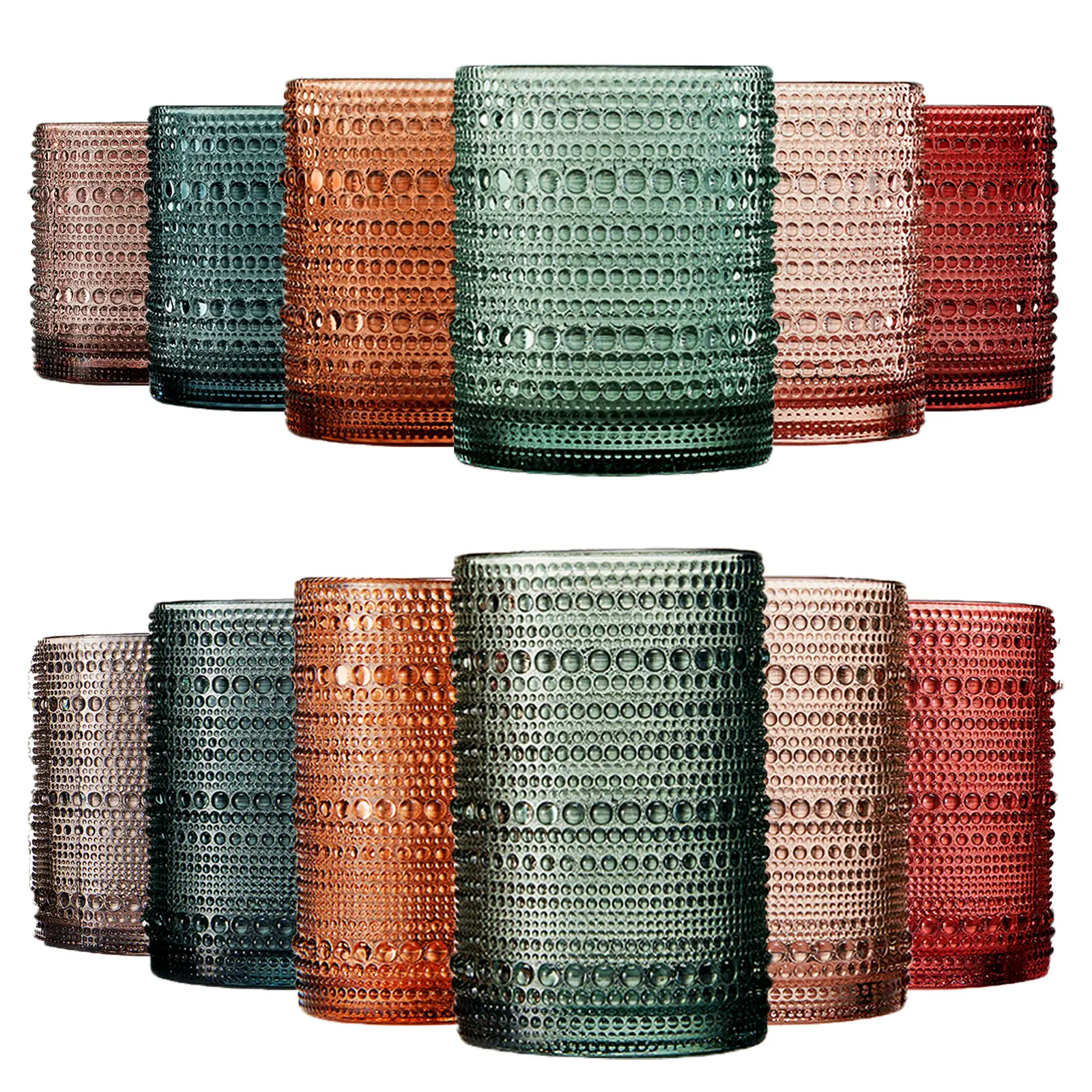 Beaded Colored Drinking Glass Tall (Sold Individually)