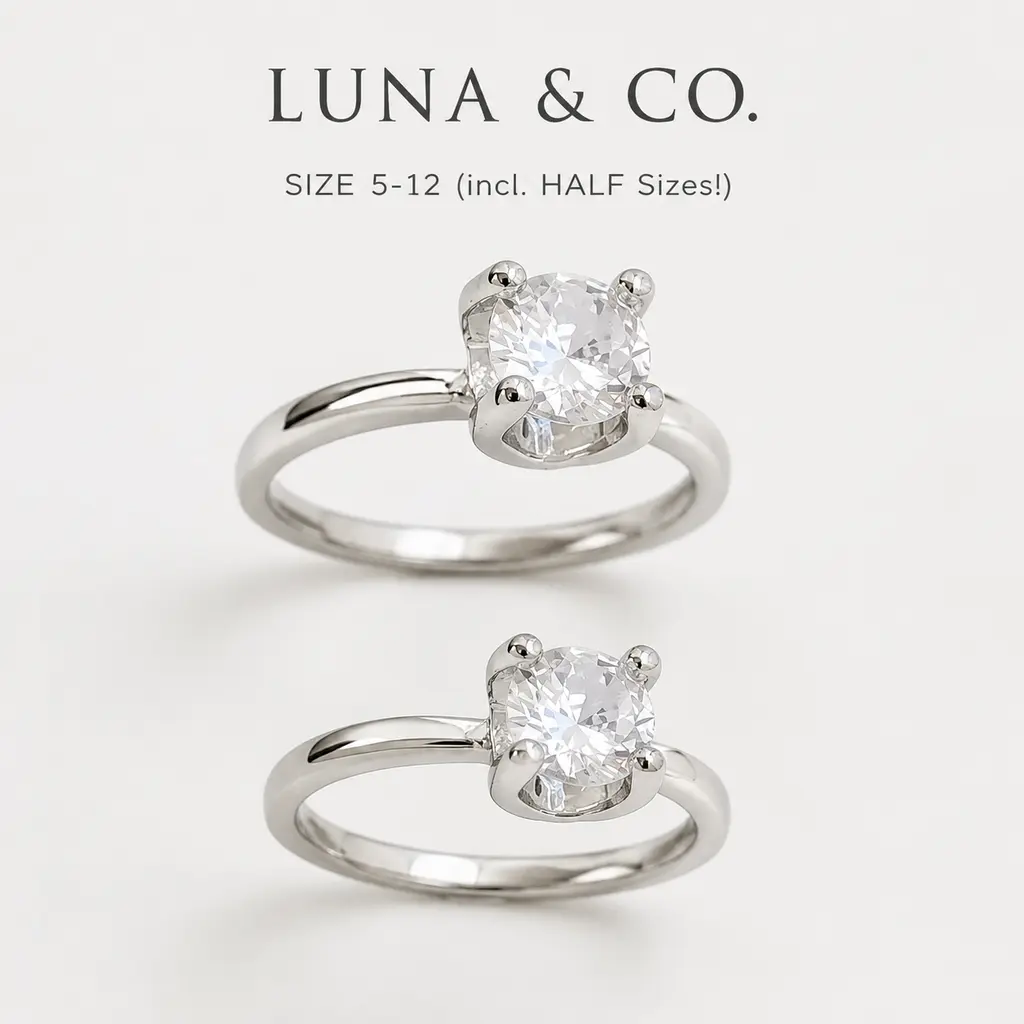 Classic 4‑Prong Round Cut Moissanite Solitaire Ring For Women, Minimalist Smooth Band, 925 Sterling Silver Engagement Wedding Promise Ring, Jewelry Gift For Girlfriend Wife Anniversary Birthday