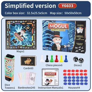 Classic Monopoly Board Game for family & kids. Includes cartoon pawns, board and play money. Build financial sense via property game, great for parent-child play and holiday gift.