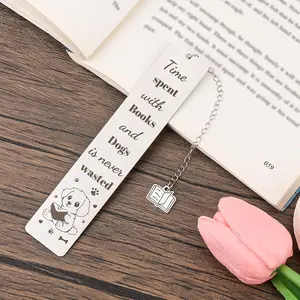 Stainless Steel Dog Bookmark with Paw Print & Bone Design, Durable Rust-Proof Page Marker, Perfect Gift for Dog Lovers, Students, Teachers