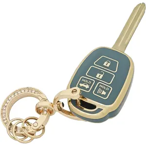 Key Fob Cover for Toyota with Keychain Soft TPU Car Key Shell Case Protector Compatible with Camry Corolla RAV4 Highlander Avalon Corolla iM Venza Yaris (Blue)