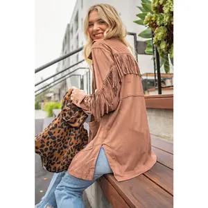 Mocha Suede Fringe Jacket