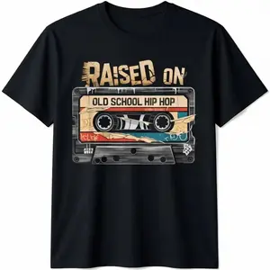 Classic Hip Hop Inspired Tee with Vintage Cassette and Graffiti Art for 90s Rap Music Fans Cotton Fabric graphic tees men gifts