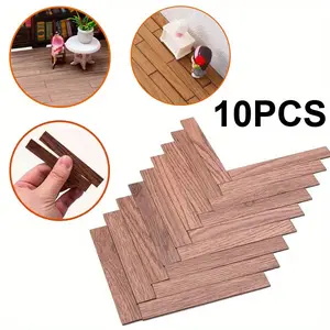 Mini Wooden Floor Model Set, Realistic Wood Grain Flooring Stickers, Building Model Scene Decoration, 10 Pieces, Ideal for Architecture Models