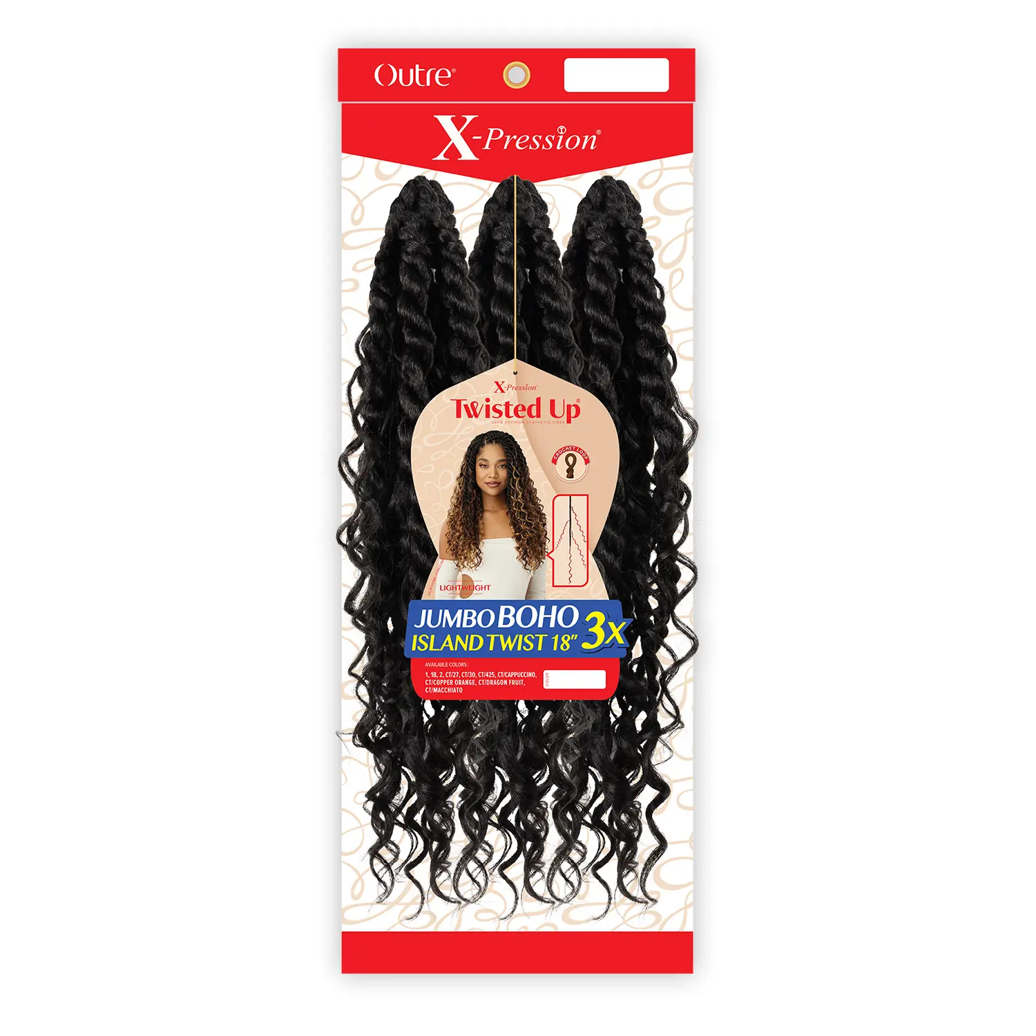 xpression Crochet Braids, 3X Jumbo Boho Island Twist 18", Handcrafted Synthetic Curly Faux Locs for Women, Lightweight, Boho Island Twists, Hair Braids, Handmade Crafted