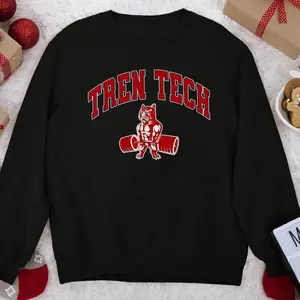 Tren Tech Gym bodybuilding Sweatshirt, Casual Long Sleeve Crew Neck Pullover for Fall & Winter