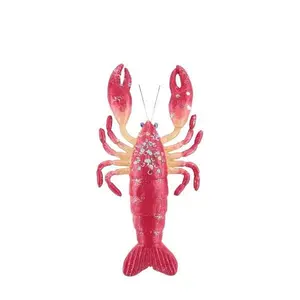 13" Glitter Sequin Lobster Ornament – Red Yellow