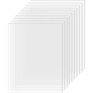 Sheet Clear Cast Plexiglass 5" x 7" 0.08" Thick (2mm) Pack of 10 Transparent Plastic Plexi Glass Board with Protective Paper for Photo Frame Replacement, DIY Display Projects, Craft