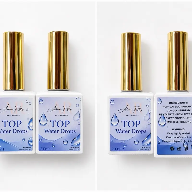3D Water Drop Gel Top Coat Set, 2x15ml No-Wipe Raindrop Gel - Adriana’s Nails