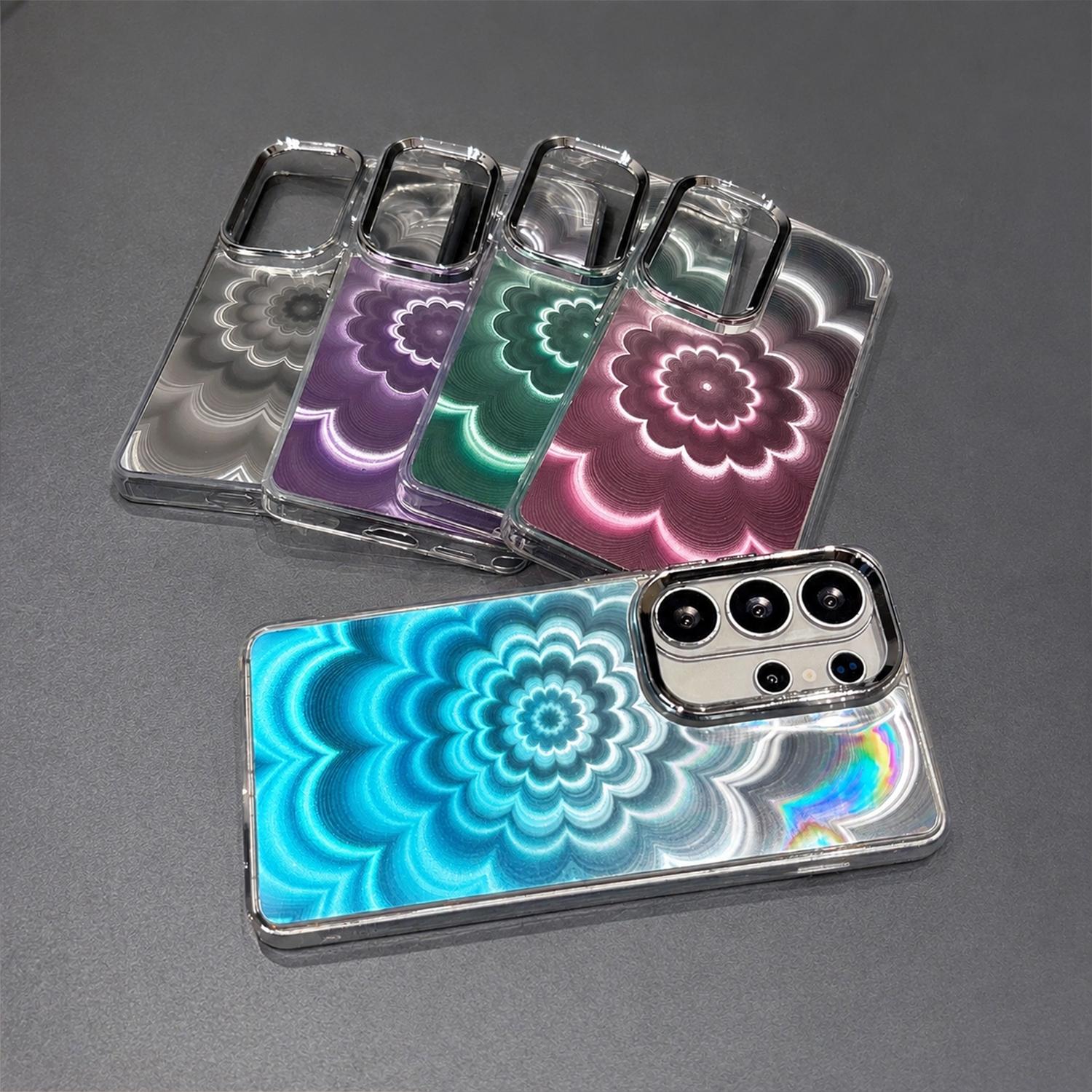 Glitter Shiny 3D Blooming Flower Phone Case for SamSung Galaxy S26 Ultra/S26+/S25 S24FE ,Soft Silicone Slim Clear Shockproof Protective Cover Phone Case for Women Girls
