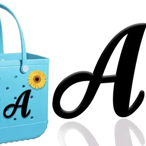 Letter Charms for Bogg Bag，Black Alphabet Lettering Accessories Charms Compatible with Bogg Bag Original All Models, Insert Decorative Letter for Handbag Beach Tote Bag