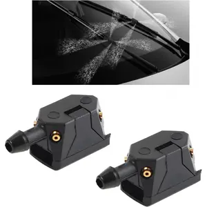 2 Front Windshield Washer Nozzles, 4-Way Spray Sprinkler Windshield Wiper Washer Replacement, Arm Mounted Wiper Cleaning Nozzle Tool for Front Window, Car Accessories