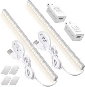 2Pack LED Under Cabinet Lighting Dimmable Under Cabinet Lights with USB Powered for Closet Light Bar Under Counter Lighting Work Tables Student Dormitory (Include AC Plug), Ac-Powered Under-Cabinet Lights, Lighted Under-Cabinet Lights