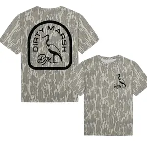 Dirty Marsh Backshore Bottomland Washed Out Mossy Oak Camo Cotton T Shirt, Perfect for Casual Wear, Camo T-shirt, 3D Camo T-Shirt