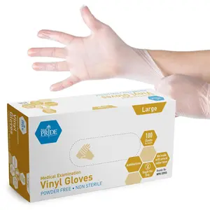 Medical Vinyl Examination Gloves (Large, 100-Count) Latex & Rubber Free, Ultra-Strong, Clear Disposable Powder-Free Gloves for Healthcare & Food Handling Use