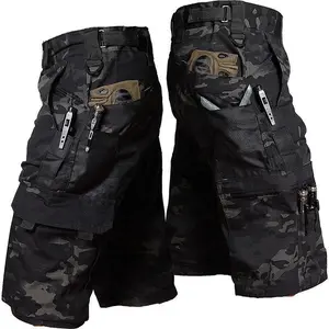Mens Cargo Shorts Summer Tactical Cropped Trousers Outdoor Waterproof Multi-pocket s Pants Camo  Hiking