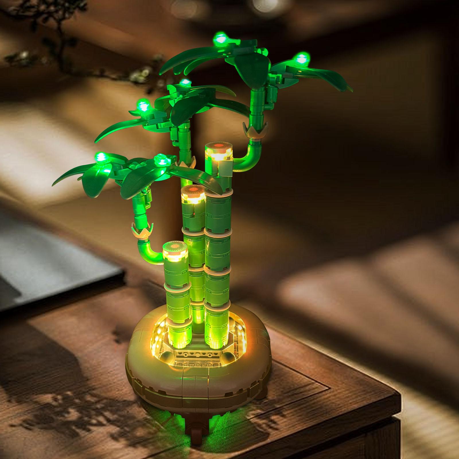 LYBMTWF Light kit for  The Botanical Collection Lucky Bamboo Décor 10344-Creative Lighting Kit for Building Blocks， Adults Ages 18+ - Fake Plant Decoration for Table, Desk, Office - Gift for Valentines Day（No Bricks Included）