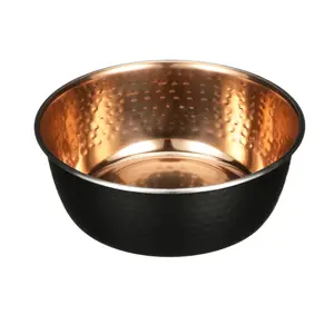 Neater Pets Hammered Black & Copper Pet Bowls for Dogs or Cats 16-64 Oz No-Skid Design Stylish Feeding Bowls