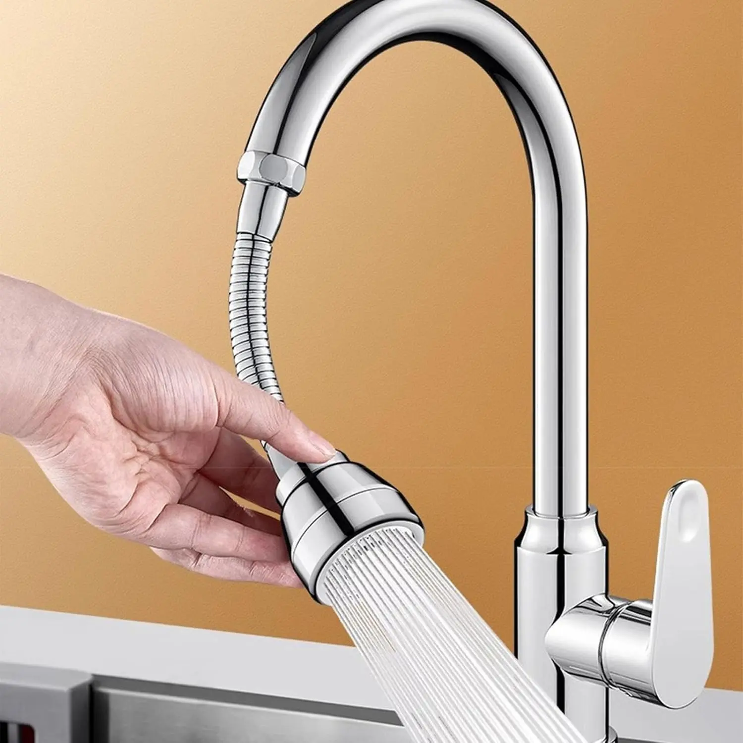 360° Rotatable Kitchen Taps Faucet Sprayer Attachment, Durable Multi Purpose Swivel Sink Aerator with 3 Modes Less Splash Rinse, Universal Robotic Arm for Kitchen/Bathroom Hand/Hair Washing