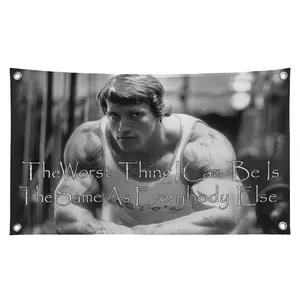 Arnold Motivational workout banner 48x21 inch vinyl sign with 4 corner grommets – durable gym wall decor for home or fitness centers, CrossFit boxes, weight rooms, personal training studios, bodybuilding areas, and strength trainer gyms Decoration Hanging