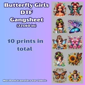 G31 Butterfly Girls / Mariposas DTF Gang Sheet for shirts