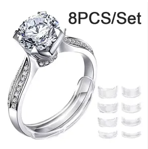Size Adjuster Tightener 8pcs/set Assorted Sizes Transparent Plastic Silicone Invisible  Sizer Adjuster for Loose  wedding Adjustable