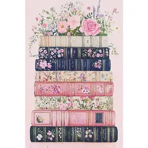 1PCS Vintage Book Stack with Colorful Floral Bouquet Diamond Painting Kit for Home Decor DIY Craft Gift Handmade Gifts