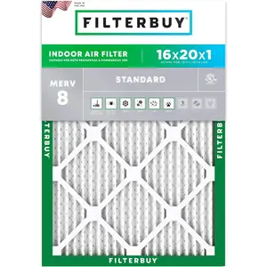 Filterbuy 16x20x1 Air Filter (1-Pack), Pleated MERV 8 Dust Defense HVAC AC Furnace Air Filters (Actual Size: 15.50 x 19.50 x 0.75 Inches)