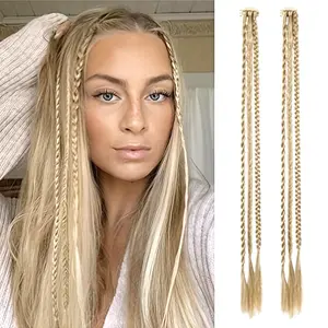 1pc Clip-in Hair Extension Braid, 3 braids on one clip, 22 inches (about 55.9cm) long natural soft synthetic hair piece, suitable for women and girls' daily wear (dark brown)