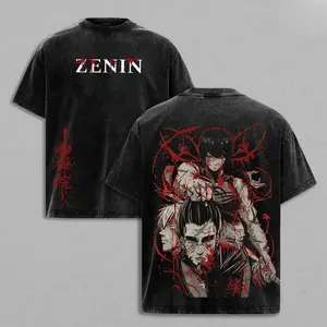 Mak Zenin Juutsu Kalsen Culng Game Arc Heavenly Restrcton Anilme Manga raphic Double Printed Acld Washed T-Shirt, Menswar Heary Cotton JK Tee Unisex Oversize Streetwear Vintage