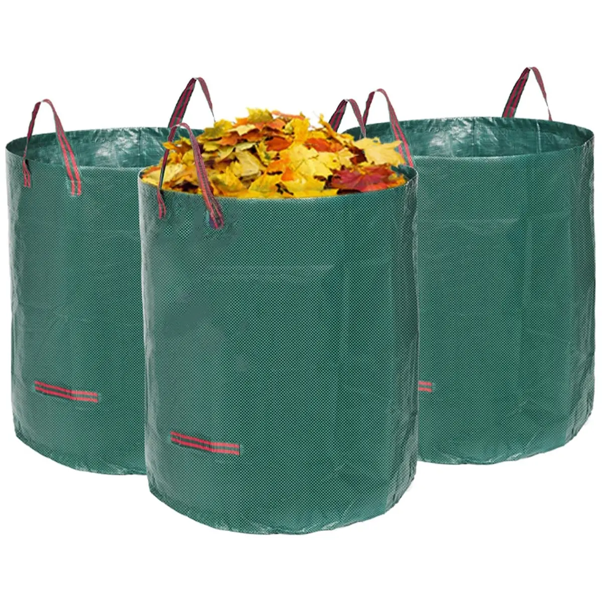 72 Gallon Reusable Yard Waste Bag, Large Lawn Garden Bags, Heavy Duty Collapsible Garden Leaf Trash Container, Stand-Up Grass Clipping Bin, with Reinforcement Ring and Handles